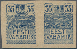 Estland: 1919, 35 Penni Seagulls, Imperforated Proof, Vertical Pair Without Gum. Expertised Löbberin - Estonie