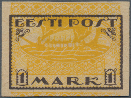 Estland: 1919, Proof For 1 Mark Viking Ship With Vertical Shifted Centre. Expertised Löbbering BPP. - Estonie