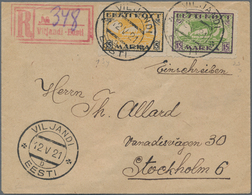 Estland: 1919-20 Viking Ship 5m. And 15m. On One Cover And 25m. On A Second Cover, All With PRIVATE - Estonie