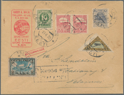 Estland: 1920. "Globus" Registered Letter To Helsinki, Franked 10 P Green (SG 7, Imperf.), 70 P Dull - Estonia