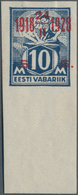 Estland: 1928, 10 Years Of Independence: 10 S Of 10 M Darkblue Imperforated Mint With Large Lower Ma - Estonie