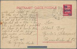 Estland - Ganzsachen: 1937. 15 SENTI On 12 S Carmine, 1934 Provisional Stationery Card Used To Germa - Estonia