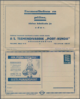 Estland - Ganzsachen: 1937, "PARO" Lettercard 10s. Blue, Series 5 With Advertisement "EESTI MUNAEKSP - Estonie