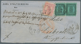 Finnland: 1866, 8 Pen. Black, A Pair On Ordinary Green Paper And 40 Pen. Carmine-rose (minimal Crack - Usati