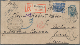 Finnland: 1897, Russian Type 10 Kop. Postal Stationery Envelope Used Uprated With 25 Pen. Blue And R - Usados