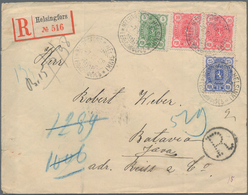 Finnland: 1898, Envelope Bearing Single 25 Pen. Blue, Pair 10 Pen. Rose And Single 5 Pen. Green With - Used Stamps