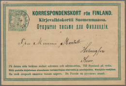 Finnland - Alandinseln: 1874, 8 P Green Postal Stationery Postcard With Cancel "MARIEHAM" As Forerun - Ålandinseln
