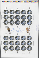 Finnland - Alandinseln: 2005, 0.60€ "Sailing Boat", IMPERFORATE Proof Gutter Sheet Of 30 Stamps (two - Aland