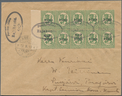 Finnland - Finn. Besetzung: Aunus: 1919 Cover Franked With Block Of Ten With Left Margin 5 P Green O - Sonstige & Ohne Zuordnung