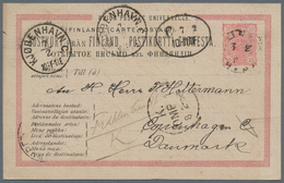 Finnland - Ganzsachen: 1886-1917 Three Postal Stationery Cards And One Picture Postcard, With 1) P/s - Entiers Postaux