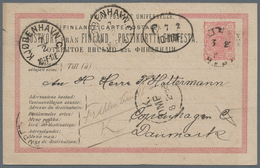 Finnland - Ganzsachen: 1886-1917 Three Postal Stationery Cards And One Picture Postcard, With 1) P/s - Postal Stationery