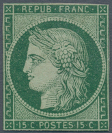 Frankreich: 1850, 15c. Green, Deep Colour, Slightly Cut Into, Regummed, Certificate V.d.Weid. Michel - Andere & Zonder Classificatie