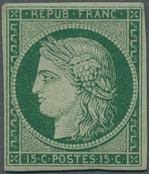 Frankreich: 1850, 15c. Green, Intense Colour, Unused Copy, Repaired And Regummed, Signed Calves. - Altri & Non Classificati