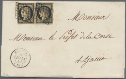 Frankreich: France 1849 20c Cérès Black On Yellow Very Fine Pair Showing A WAVY LINE POSTMASTER SEPA - Andere & Zonder Classificatie