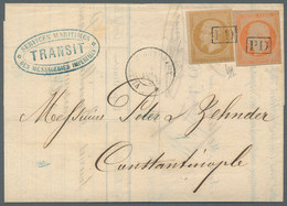 Frankreich: 1857, 10c. Bistre And 40c. Orange "Empire Nd" (slight Oxidation), Both Full Margins, On - Altri & Non Classificati