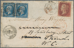 Frankreich: 1860, Small Cover From Toulon-sur-Mer To London, Re-addressed To Strand, Franked By Napo - Otros & Sin Clasificación