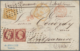 Frankreich: 1854, Empire Nd 1fr. Carmine Horizontal Pair And Single Copy 10c. Bistre, All Stamps Fre - Altri & Non Classificati