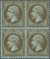 Frankreich: 1865, Napoleon Dentele 1c. "mordore" On Bluish, Block Of Four In Fresh Intense Colour An - Other & Unclassified