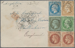 Frankreich: 1868, Empire Dentele/laure, 1c. Olive On Bluish, 5c. Green, 10c. Bistre, 20c. Blue And T - Sonstige & Ohne Zuordnung