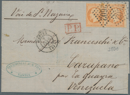 Frankreich: 1862, 40 C Orange Im Waager. Paar Sauber Entwertet "2602" Auf Kpl. Faltbrief Von Nantes - Other & Unclassified