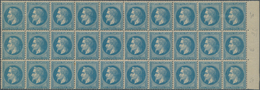 Frankreich: 1862, Napoleon Laure 20c. Blue, Right Marginal Block Of 30, Fresh Colour And Well Perfor - Andere & Zonder Classificatie