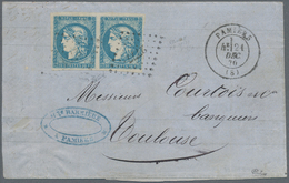 Frankreich: 1870, Bordeaux Issue, 20c. Blue, Type I, Report 1, Horizontal Pair Of Fresh Colour And F - Other & Unclassified