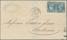 Frankreich: 1871, Bordeaux 20c. Blue, Type I, Report 1, Two Copies Of Fresh Colour And Full To Huge - Other & Unclassified