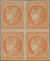 Frankreich: 1870, Bordeaux Issue 40c. Orange, Better Shade, Block Of Four, Fresh Colour And Full Mar - Andere & Zonder Classificatie