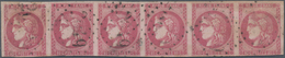 Frankreich: 1870, Bordeaux Issue 80c. Carmine, Used Horizontal Strip Of Six, Fresh Colour, Close Mar - Other & Unclassified