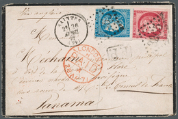 Frankreich: 1870, Chile: Bordeaux, 80c Rose On Pinkish (left Side Repaired), Used With 20c Blue (44) - Andere & Zonder Classificatie