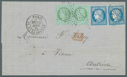 Frankreich: 1873, Faltbrief Mit Je Zweimal Ceres 5 C. Und 25 C. Von Paris Nach Wien (Ank.stpl. Rücks - Other & Unclassified