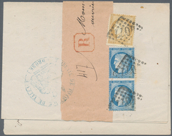 Frankreich: 1874, 25 C Blue On Bluish, Type II + Type III Vertical Se-tenant Pair, Together With 15 - Other & Unclassified