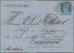 Frankreich: 1872 Destination Cape Verde: Folded Letter Sent From Rouen To Praïa On The Island Of San - Other & Unclassified