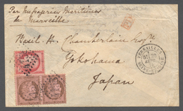 Frankreich: 1875, 10 C. (pair), 80 C. Canc. „4158” From „VERSAILLES 23 SEPT 75” To Yokohama/Japan, O - Other & Unclassified