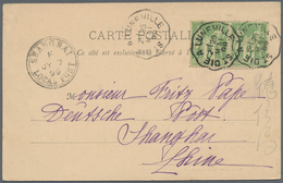 Frankreich: 1899, Ppc With Hor. Pait 5 C. Type Sage Showing Railway Cancellation " ST. DIE A LUNEVIL - Andere & Zonder Classificatie