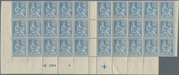 Frankreich: 1900, Mouchon 25c. Blue, Type II, Gutter Block Of 30 Stamps (folded, Partly Separated), - Andere & Zonder Classificatie