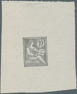 Frankreich: 1902. Mouchon 10c, épreuve En Noir Sur Papier Fin. - Andere & Zonder Classificatie