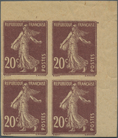 Frankreich: 1916/1917, Semeuse Camee 20c. Brown-lilac, GC Paper, Imperforate Block Of Four From The - Other & Unclassified