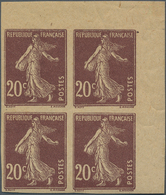Frankreich: 1916/1917, Semeuse Camee 20c. Brown-lilac, GC Paper, Imperforate Block Of Four From The - Andere & Zonder Classificatie