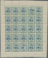 Frankreich: 1909, Amiens Chamber Of Commerce, 10c. Green/blue, Complete Sheet Of 25 Stamps Incl. Têt - Other & Unclassified
