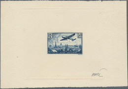 Frankreich: 1936 AIR 50fr. Single Die Proof In Blue On Sunken Card, Signed, Fresh, Fine And Rare. - Other & Unclassified