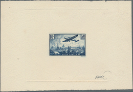 Frankreich: 1936 AIR 50fr. Single Die Proof In Blue On Sunken Card, Signed, Fresh, Fine And Rare. - Andere & Zonder Classificatie