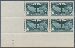 Frankreich: 1936, Postal Flights 10 Fr, Mnh Block Of Four With Lower Left Margin And Printing Date " - Andere & Zonder Classificatie