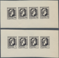 Frankreich: 1944, Definitives "Marianne", Not Issued, Group Of Ten Imperforate Panes Of Four Stamps - Autres & Non Classés