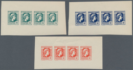 Frankreich: 1944, Definitives "Marianne", Not Issued, 70c., Group Of Three Imperforate Panes Of Four - Andere & Zonder Classificatie