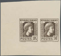 Frankreich: 1944, Definitives "Marianne", Not Issued, 50fr. Olive-brown, Imperforate Essay, Horizont - Autres & Non Classés