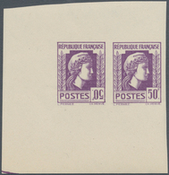 Frankreich: 1944, Definitives "Marianne", Not Issued, 50fr. Violet, Imperforate Essay, Horizontal Se - Autres & Non Classés