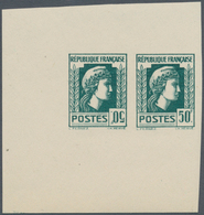 Frankreich: 1944, Definitives "Marianne", Not Issued, 50fr. Deep Bluish Green, Imperforate Essay, Ho - Autres & Non Classés