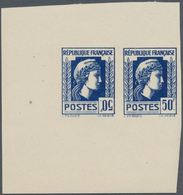 Frankreich: 1944, Definitives "Marianne", Not Issued, 50fr. Deep Blue, Imperforate Essay, Horizontal - Autres & Non Classés