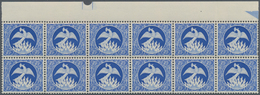 Frankreich: 1945, "Phoenix", Saving/Credit Stamps In Blue Without Value, Top Marginal Block Of 12, M - Autres & Non Classés